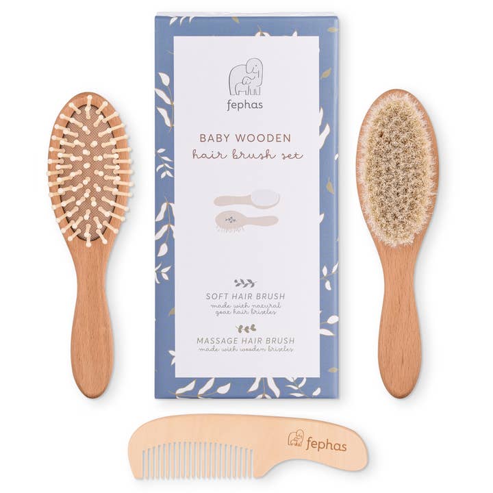 Fephas - Wholesale Hair Brush/Comb Set - Kids & Baby - Wooden Baby Hair Brush Set8