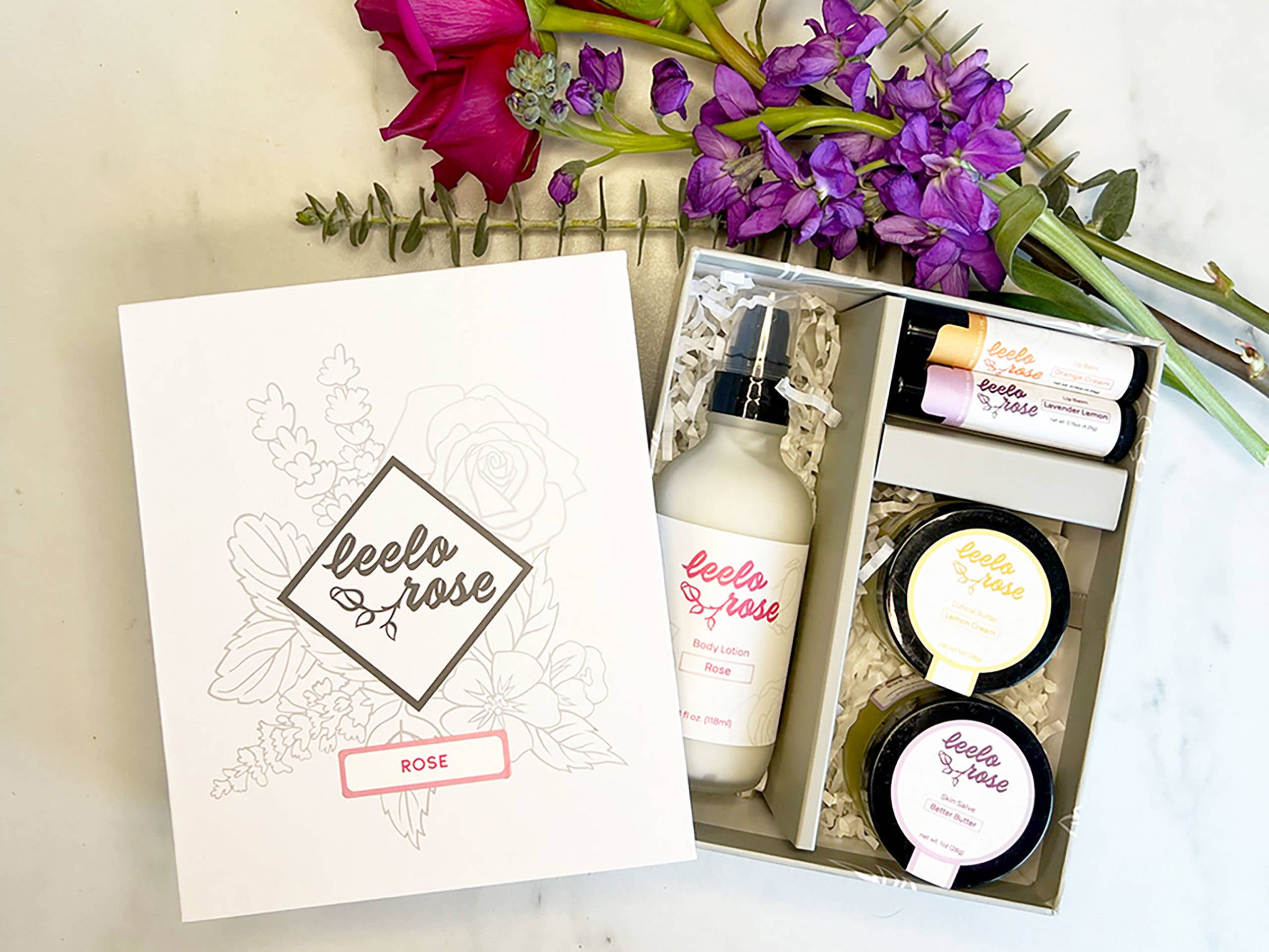 Leelo Rose - Wholesale Bath & Body Set - Rose Gift Box0