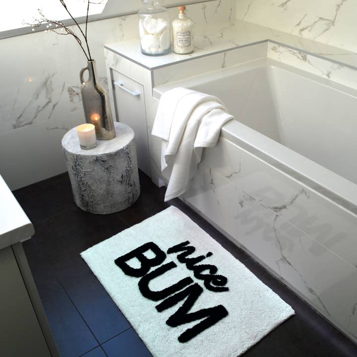 Allure Bath Fashions - Wholesale Bath Mat - Nice Bum Slogan Bath Mat - Non Slip Super Soft Bathroom Rug