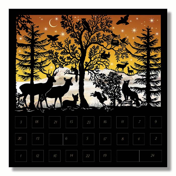 Alison Gardiner Designs - Wholesale Christmas Card - Christmas Scene Silhouettes Advent Calendar Cards