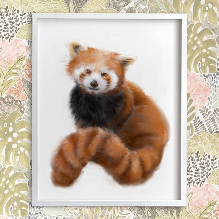 Rode Panda Art Print | Zoo Animal Wall Decor voor wholesale door Triple Studio