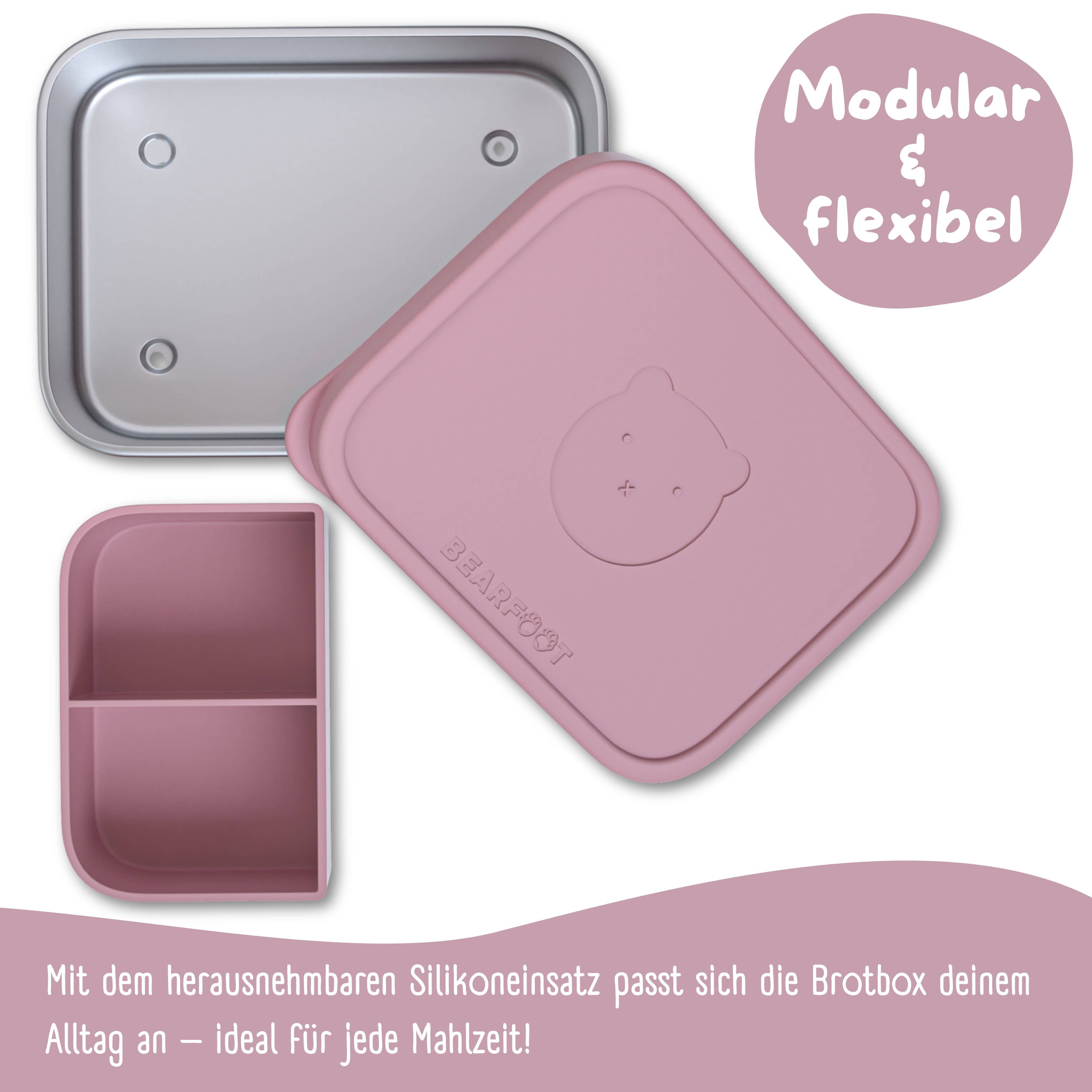 BEARFOOT - Wholesale Lunch Bag/Box - Kids - Children's stainless steel lunchbox with silicone insert - Pink13