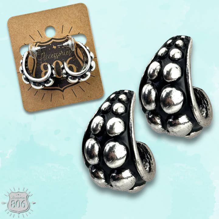 Western burnished bead hoop earring for wholesale by Pink Panache Brands