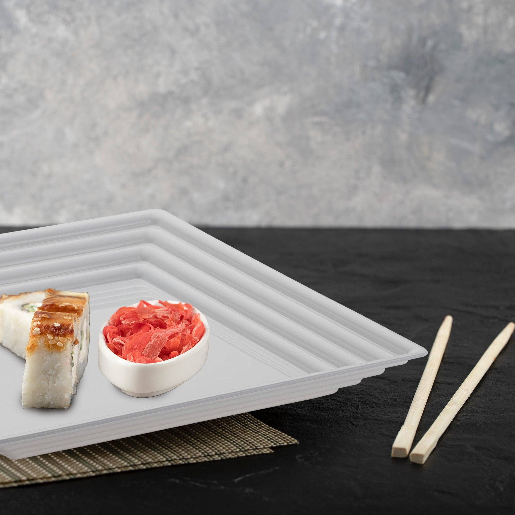 Smarty had a Party - Wholesale Serving Tray - 16" x 16" White Groove Rim Plastic Serving Trays - 24 pcs10