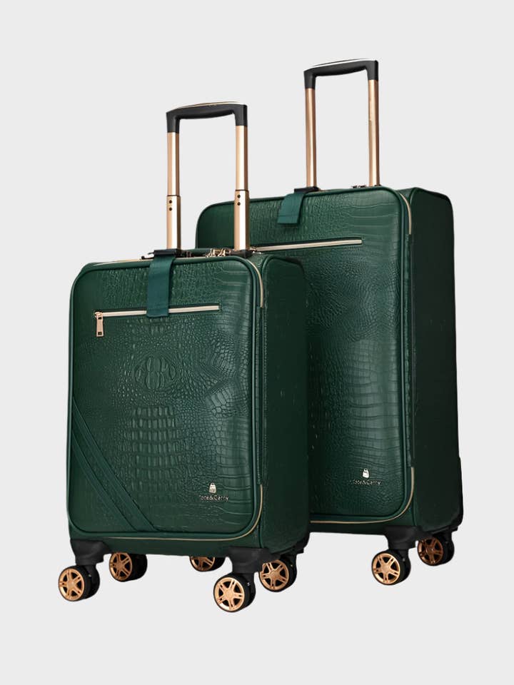 Apollo 2 Suitcase 2 Piece Set in Emerald Green for wholesale by Tote&Carry