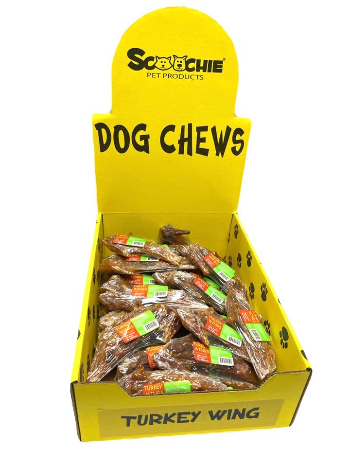 Turkey Wing Shrink with UPC Med Long PDQ of 50 for wholesale by Scoochie Pet Products