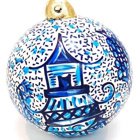 JOSIL Paperie & Gift - Wholesale Ornament - Hand-Painted Chinoiserie Christmas Ornament – Blue & White | JOSIL Paperie4