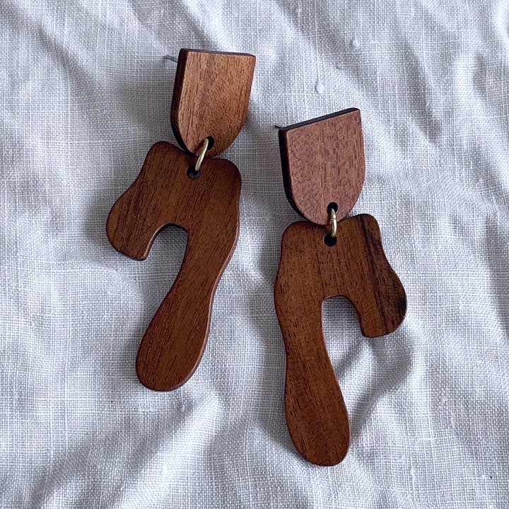 Pearl and Ivy Studio - Wholesale Dangle Earrings - Natural wood geometric shape earrings - Ridge0