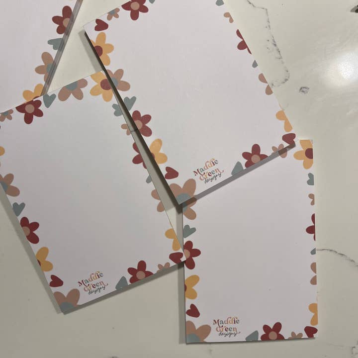 Maddie Green Designs - Wholesale Notepad - 4x6 Hearts and Floral Signature Notepads4