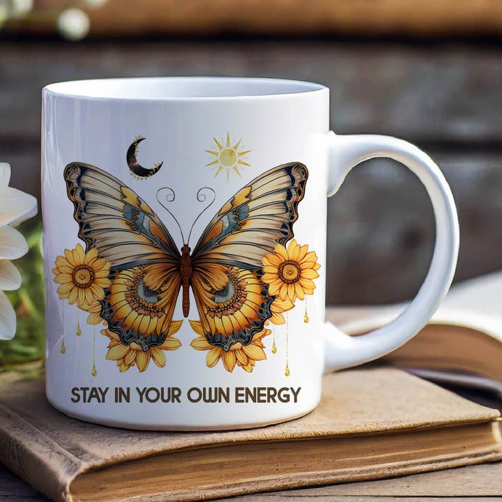 11oz Energi Fjäril Keramikkopp för wholesale av Kolor Wonder Crafts