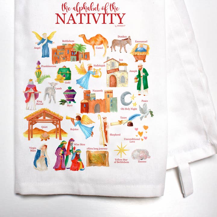 Dishique - Wholesale Tea Towel - Nativity Alphabet Bar Towel