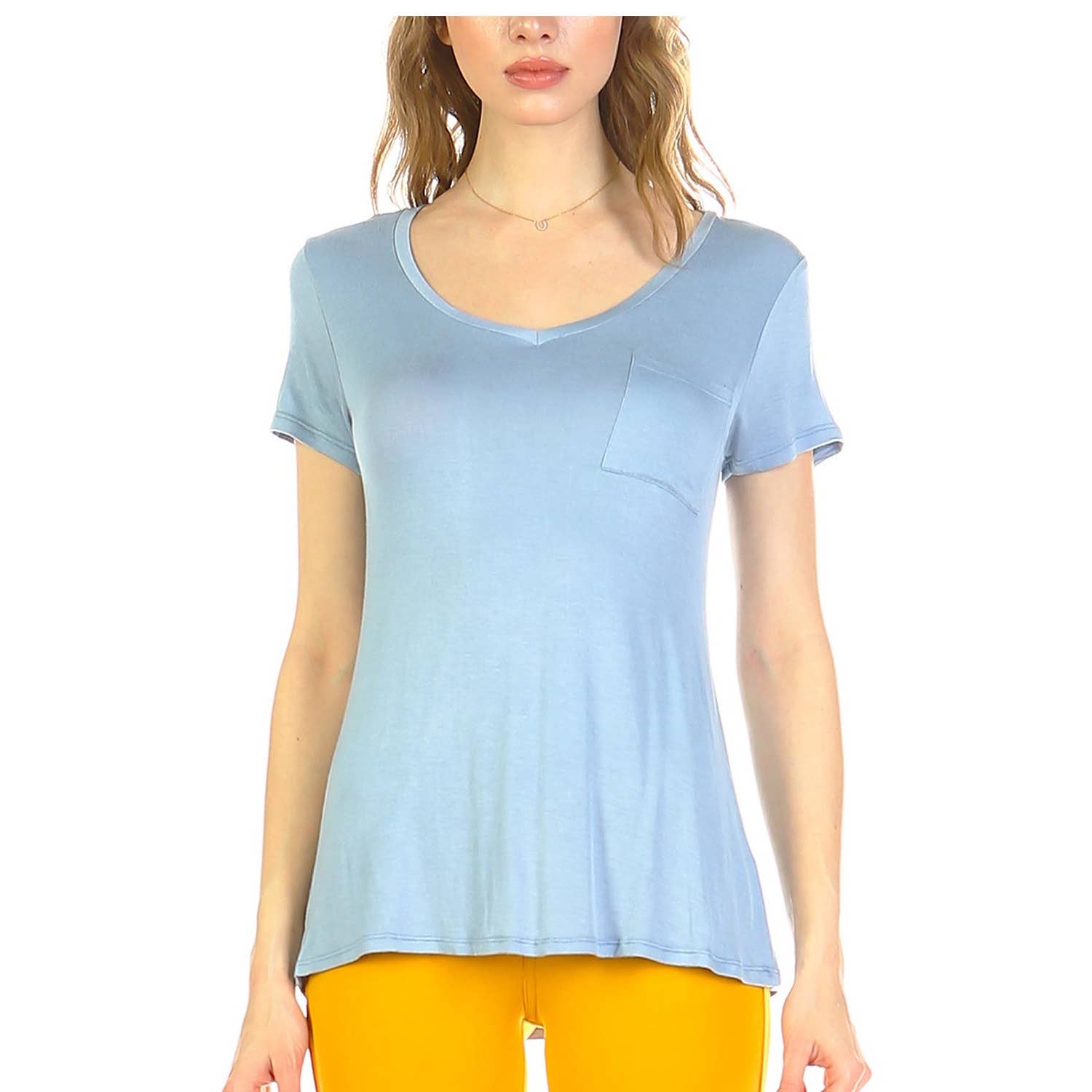 JHP Collection - Wholesale Shirt - Women's - WOMENS CASUAL SOLID V NECK SHORT SLEEVE T SHIRT3