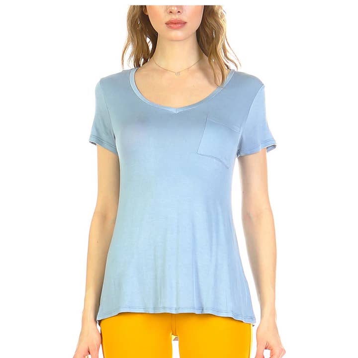 JHP Collection - Wholesale Shirt - Women's - WOMENS CASUAL SOLID V NECK SHORT SLEEVE T SHIRT3