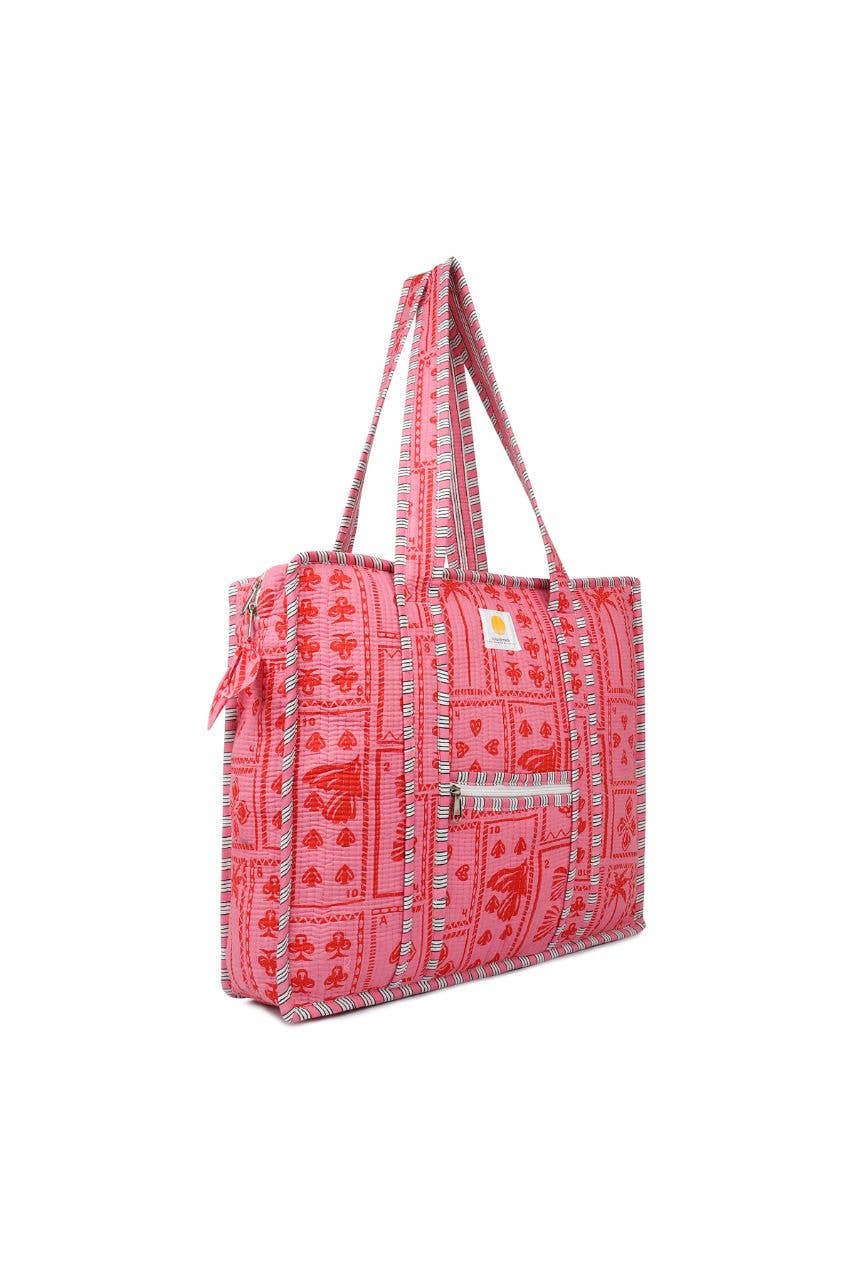 Hi Handmade - Wholesale Tote bag – Women's - Cotton Tote Bag With Zip - Pink Suits1