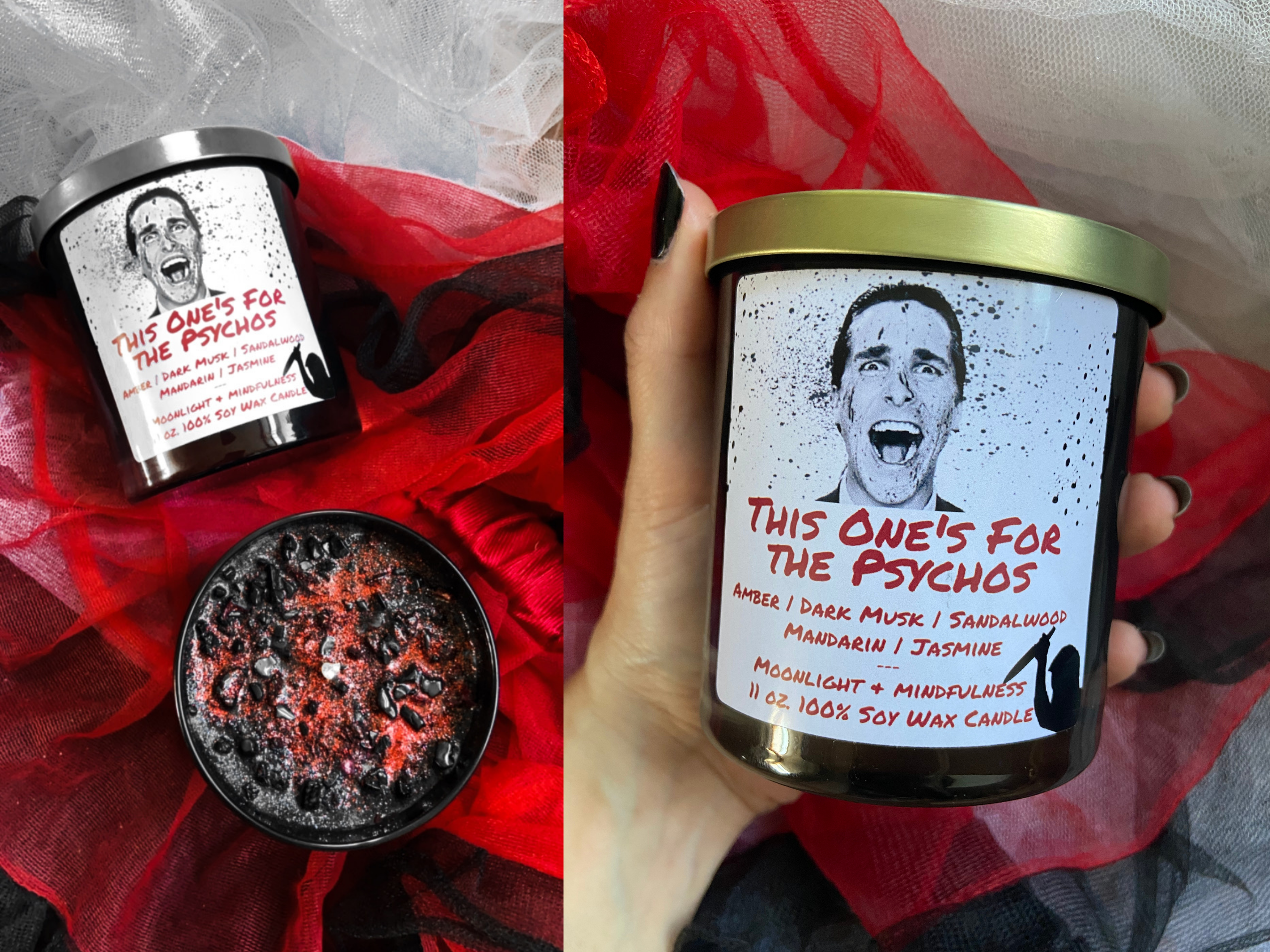 Moonlight & Mindfulness - Wholesale Jar/Filled Candle - Horror Movie Crystal Candles, 100% Soy Wax, Spooky Decor13