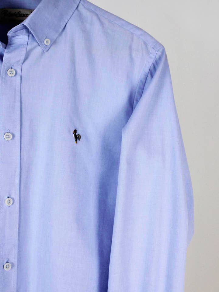 Hellblau gewaschene Oxford-Hemd für den Großhandel von Patadegayo