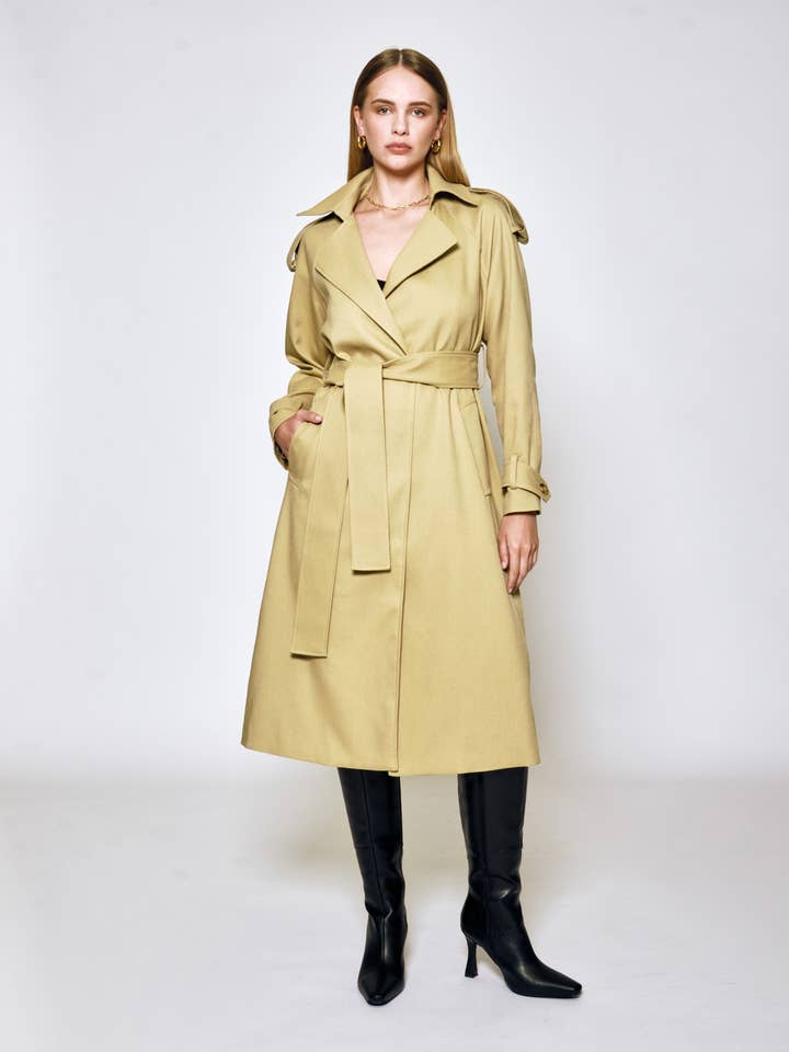 Grace Trench Coat - Khaki for wholesale by lakeyo