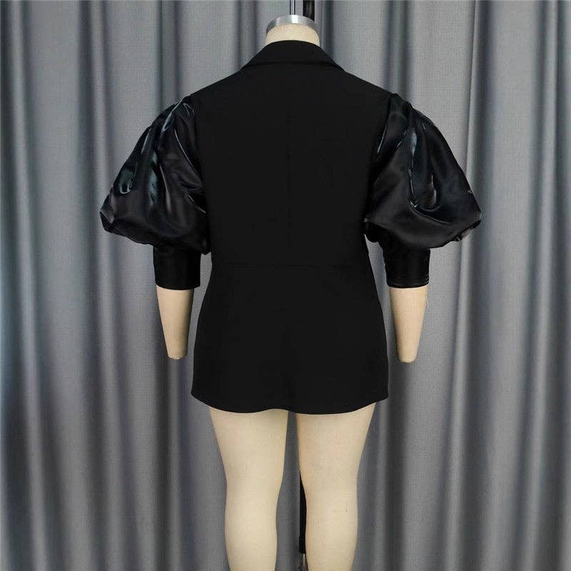 Black Versatile Party Bubble Sleeve Cardigan Top for wholesale on Faire3