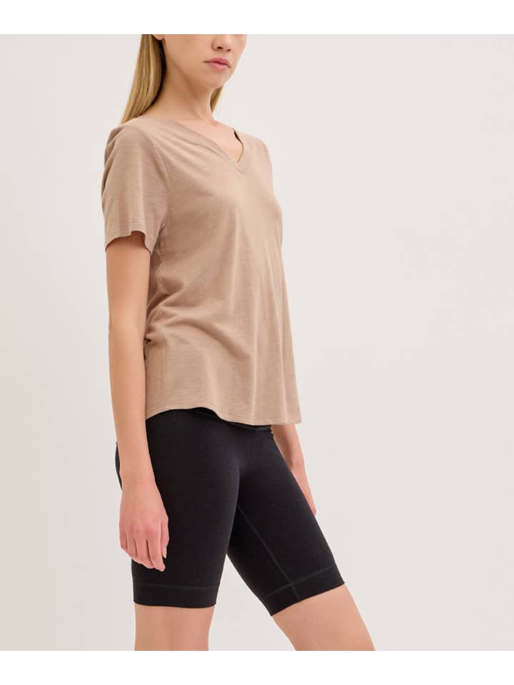 Studio Ko Clothing - Wholesale T-Shirt - Women's - BAMBOO COTTON SLUB V NECK SHORT SLEEVE