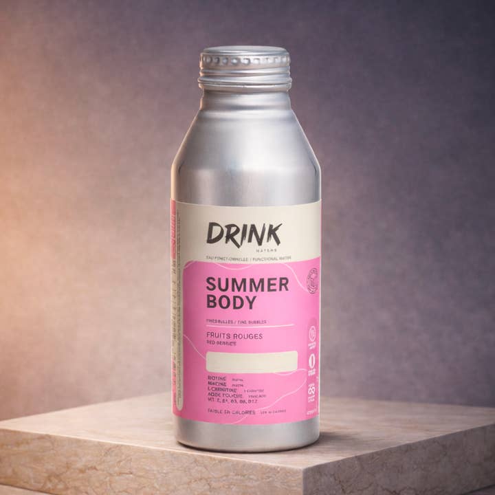 SUMMER BODY funktionales kohlenhydratarmes Mineralwasser aus den Alpen in Aluminiumflasche für den Großhandel von Drink Waters
