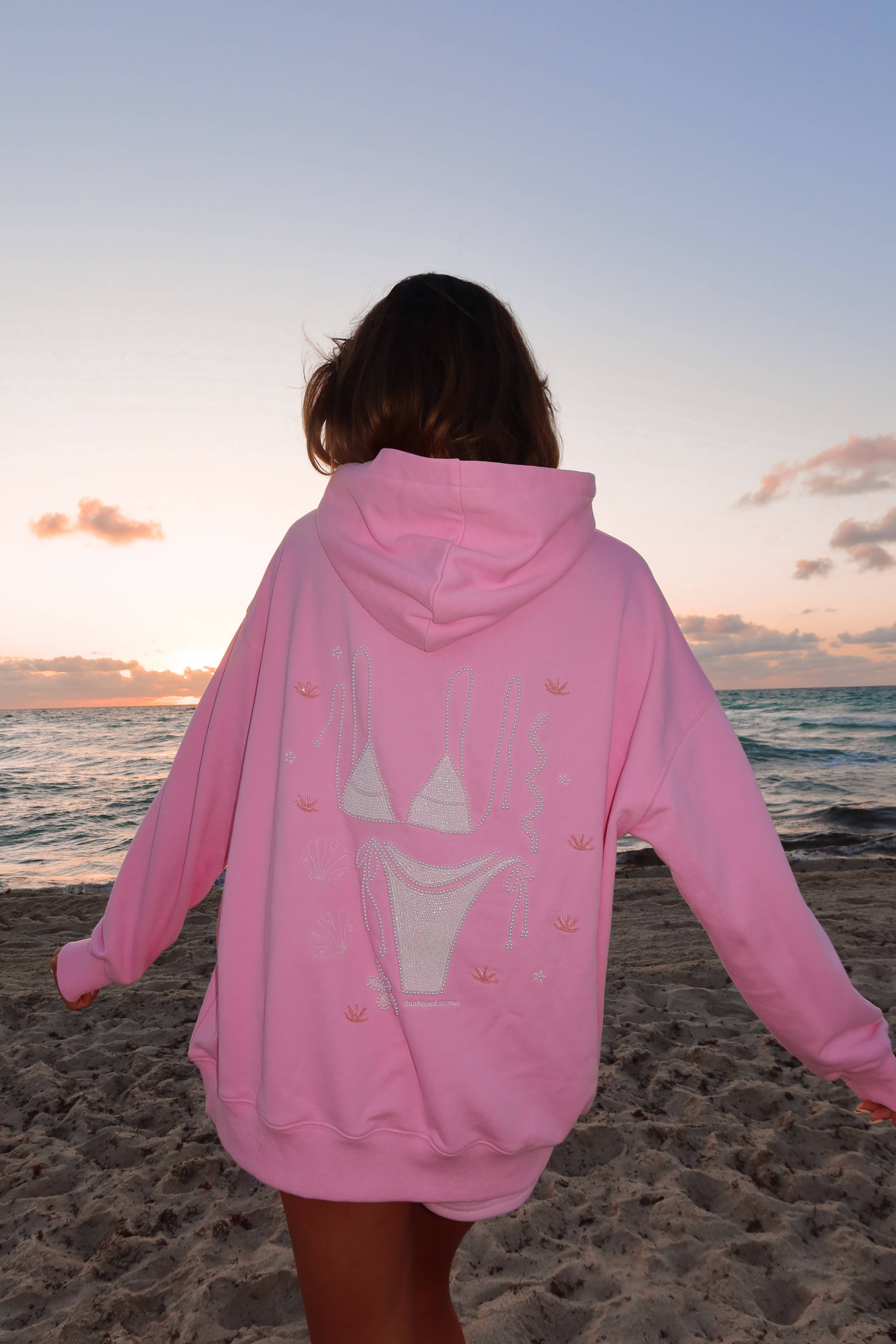 Lottie Pink Bikini Beaded Ocean Hoodie 100% Cotton for wholesale on Faire12