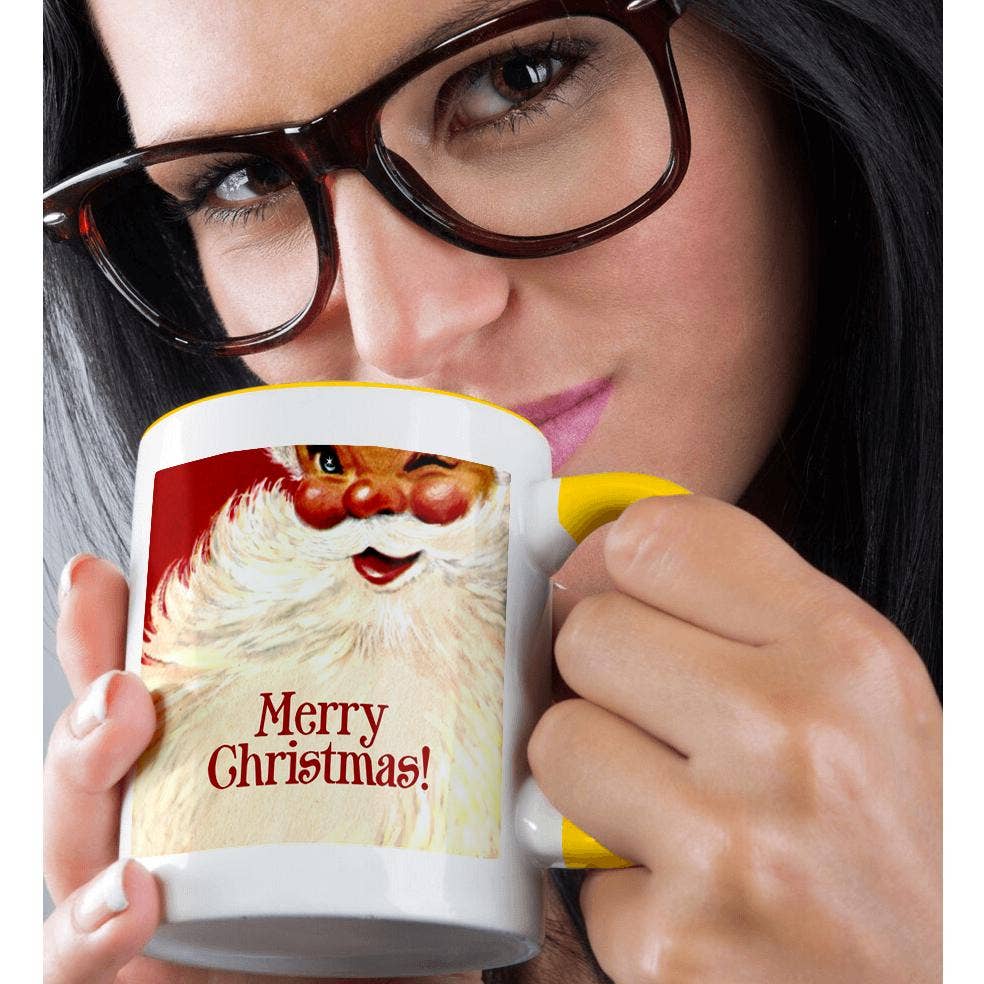 3dRose – Engroshandel Kaffekrus – 3dRose, Glædelig jul - Billede af munter julemand med et glimt i øjet, Krus1