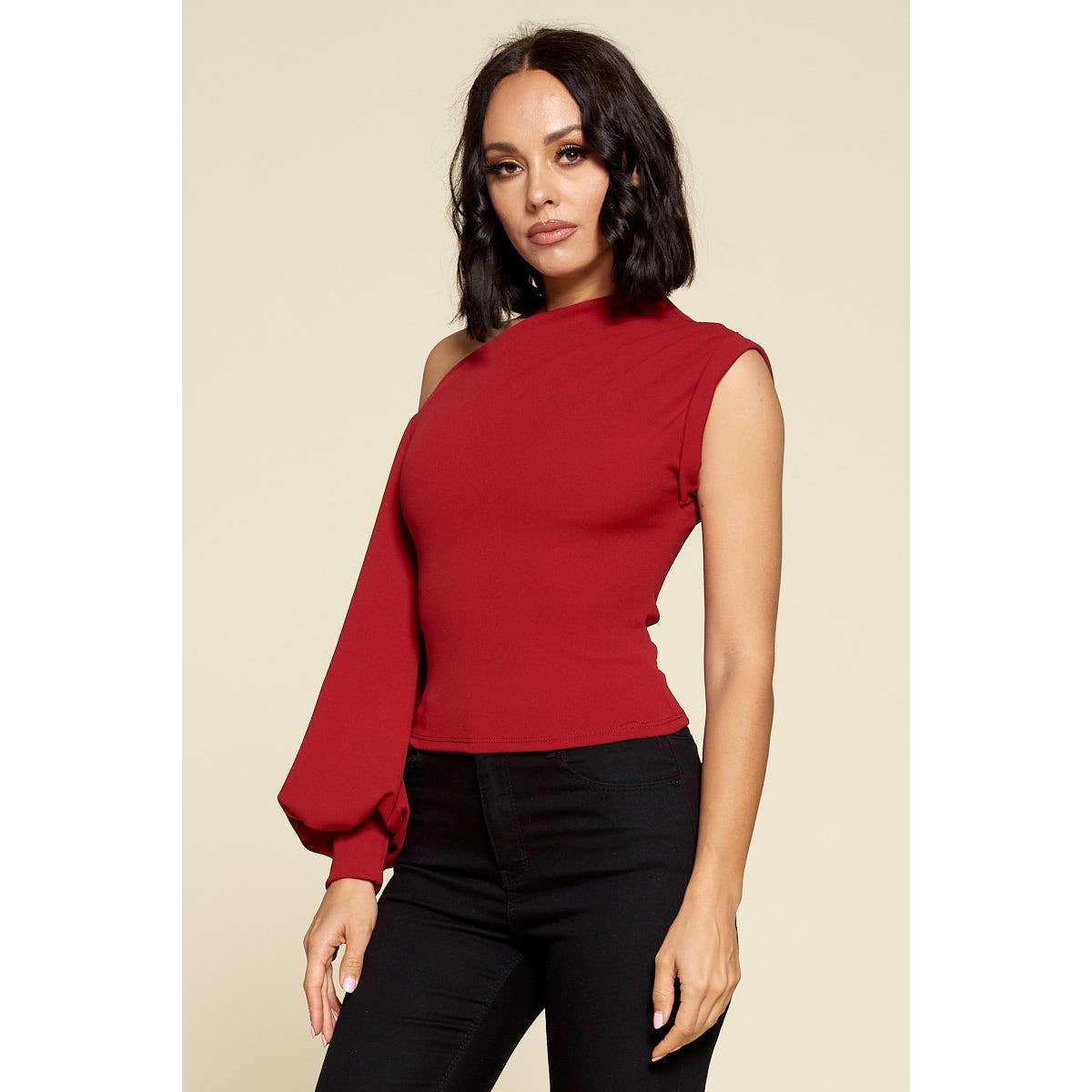 DORCAS - Wholesale Blouse - Women's - ONE SLEEVE FASHION TOP12