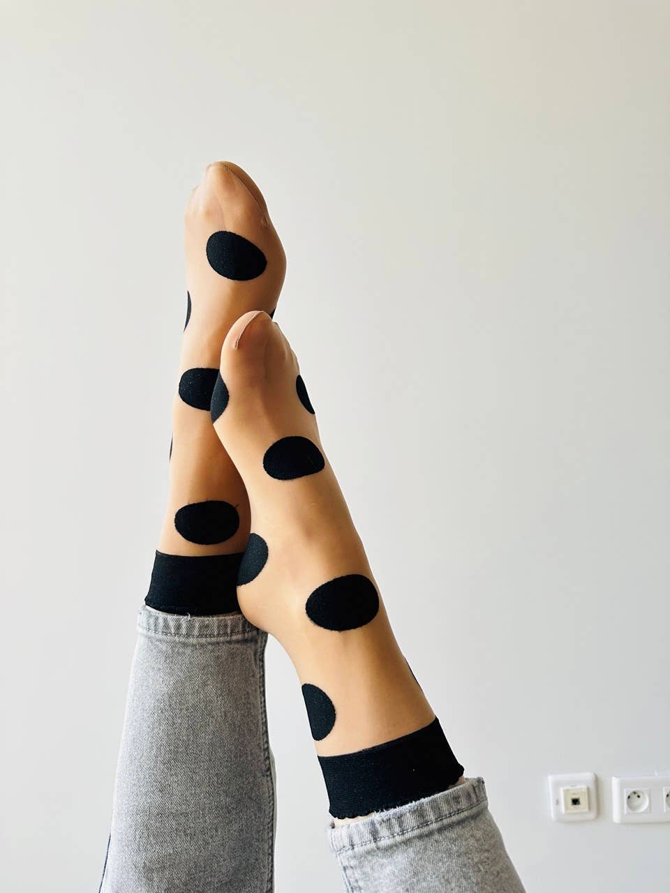 sockette - Wholesale Socks - Women's - Black XXL polka dot novelty sock Isabelle3