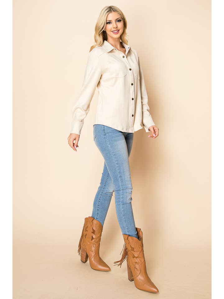 W.A.Y. --Wonderful And Young - Wholesale Shirt - Women's - W.A.Y Suede Snap Shirt