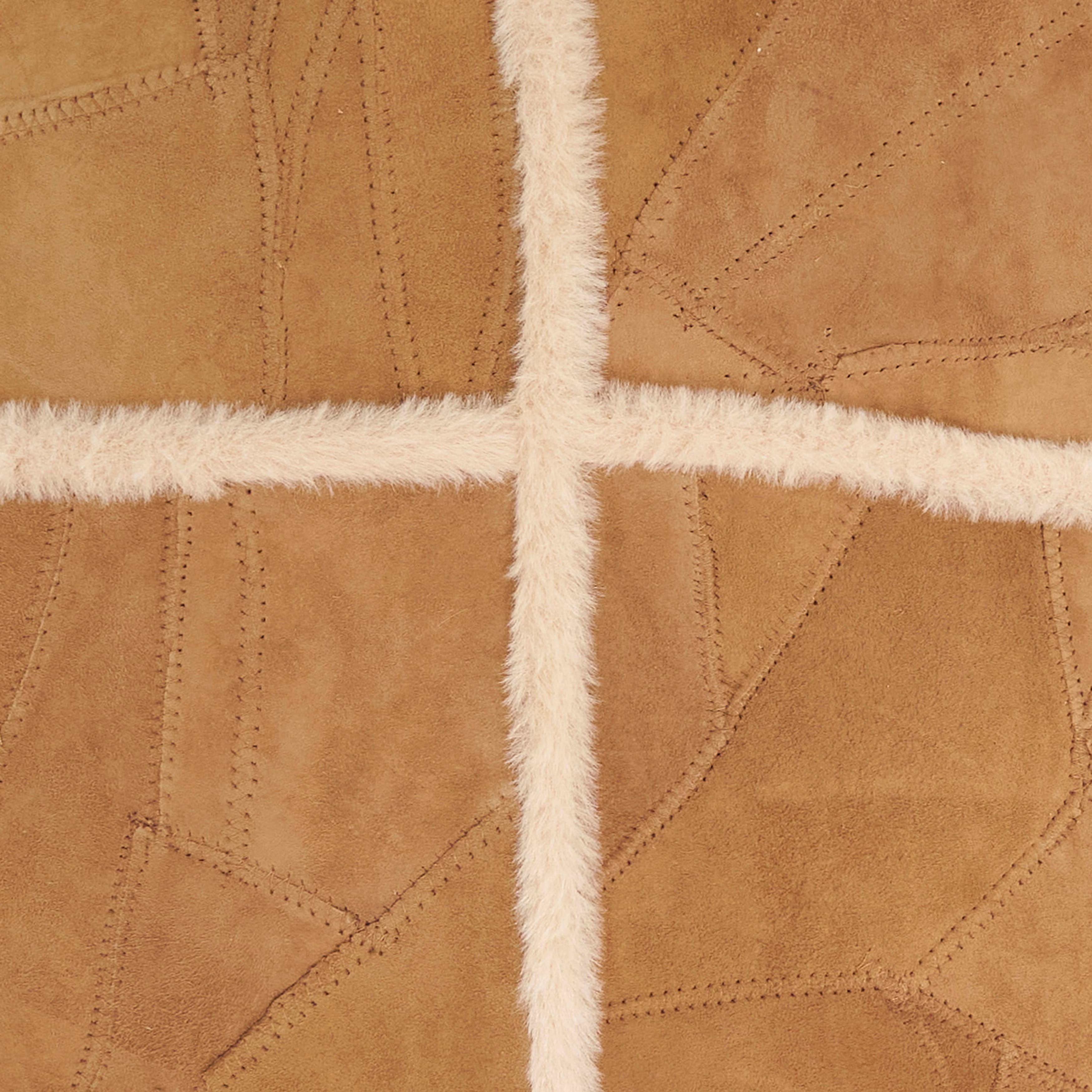 Camel Distinctive Patchwork Leather Pillow for wholesale on Faire5