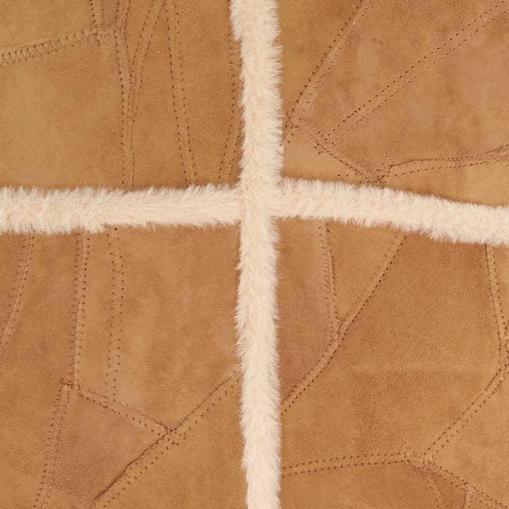 Camel Distinctive Patchwork Leather Pillow for wholesale on Faire5