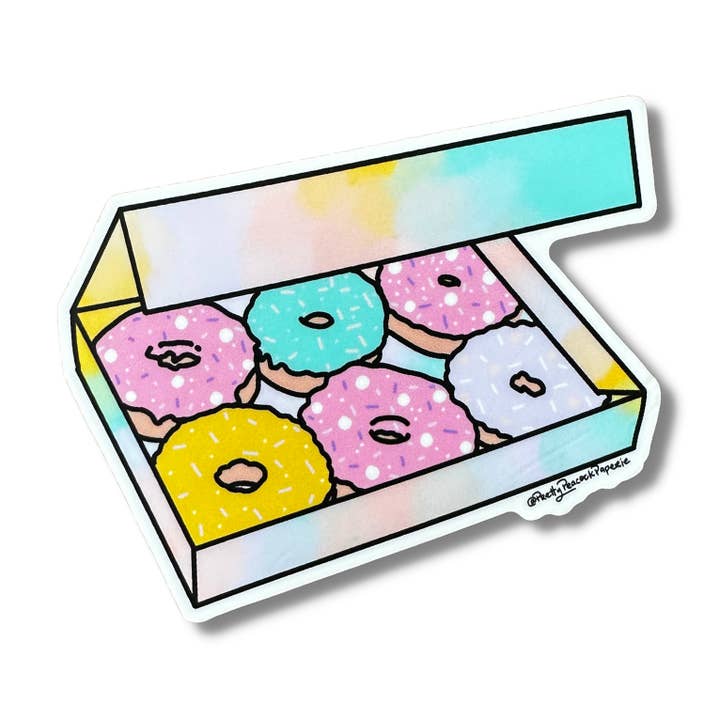 Autocollant en vinyle Watercolor Donut Box pour la vente par Pretty Peacock Paperie - Women's Empowerment