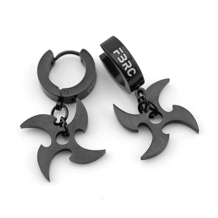 SRK-02C Black Shuriken Earrings for wholesale by Fabric of the Universe