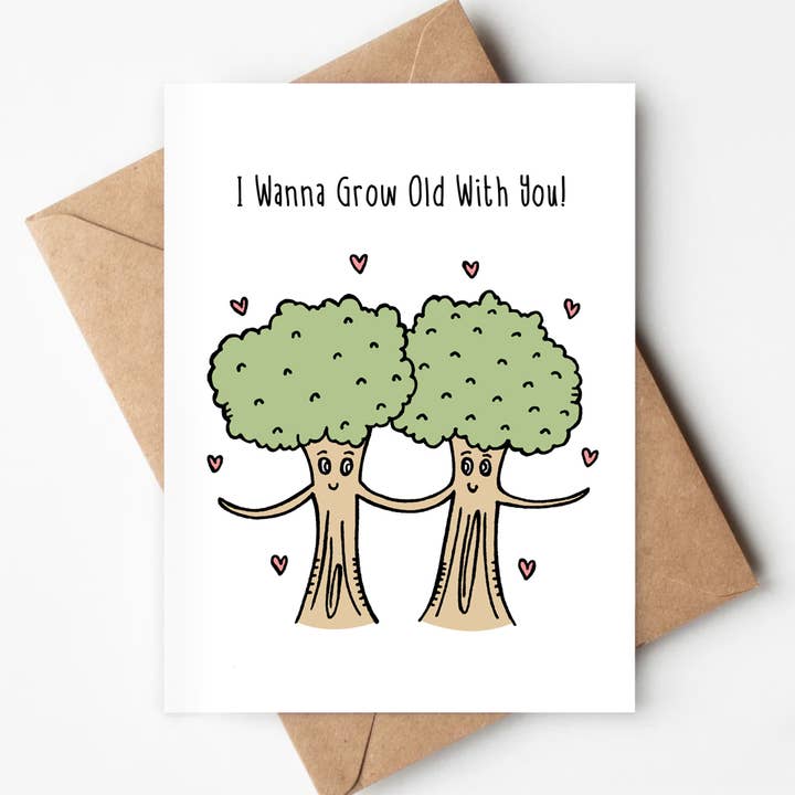 Grow Old Trees Eco-friendly Card Love Anniversary Romantic for wholesale by Jenna's Doodles