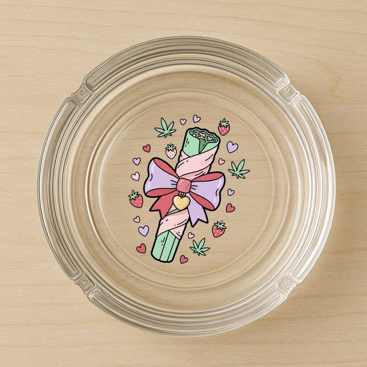 Cutesy Roll 420 Glass Ashtray for wholesale by DaisyChainDesignCo