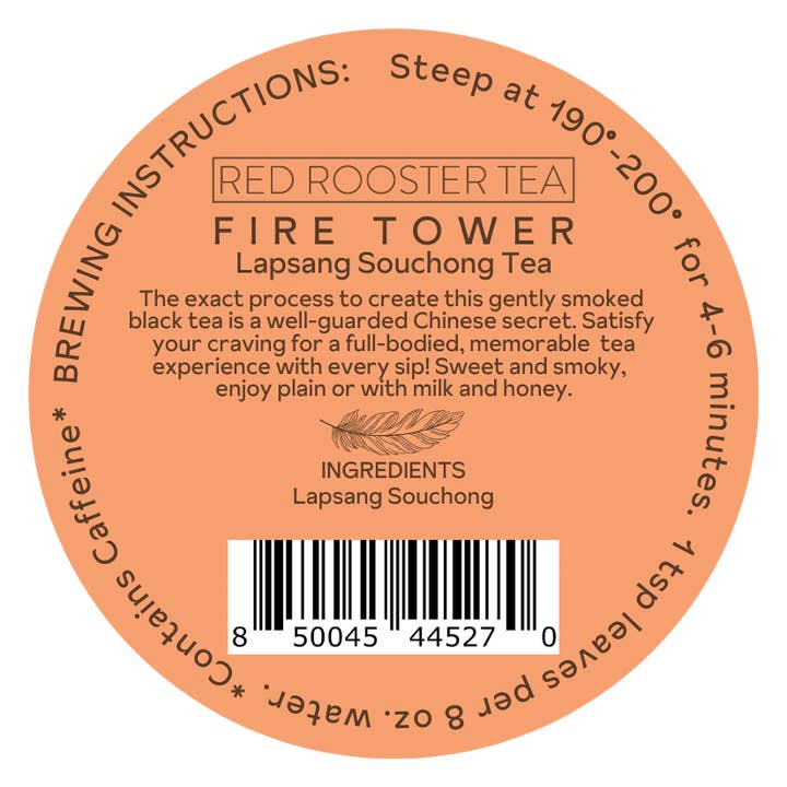 Red Rooster Coffee Roaster - Wholesale Loose Tea - Smoked Black Tea – Fire Tower Lapsang Souchong (4 oz can)2