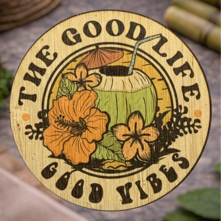 The good life coconut for wholesale by Bamboo Wood Stickers