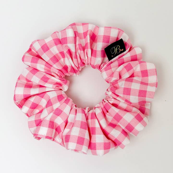 B. LUVV & CO. - Wholesale Scrunchie - Women's - Cotton Scrunchie in Pink Gingham