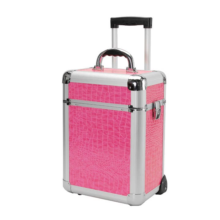 Wheeled Beauty Organizer / Pink Alligator for wholesale by TZ Case