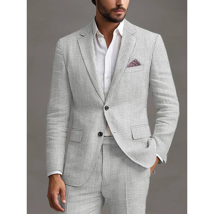 Ferrecci - Wholesale Suit Set - Men's - Ferrecci - Men's Slim Fit Two Button Seersucker Suit12