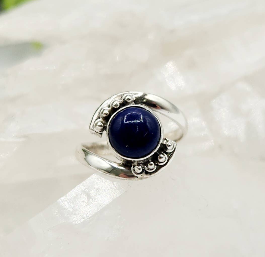 Meraki Gemstones - Venta al por mayor Anillos solitarios - Anillo de plata de ley con piedras preciosas semipreciosas Lapis Evil Eye