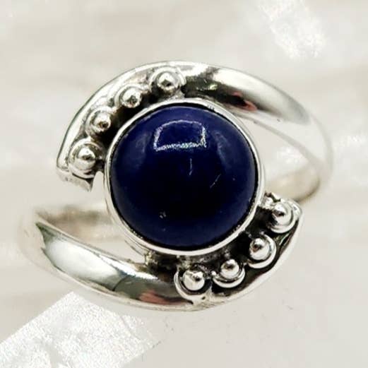 Meraki Gemstones - Venta al por mayor Anillos solitarios - Anillo de plata de ley con piedras preciosas semipreciosas Lapis Evil Eye0