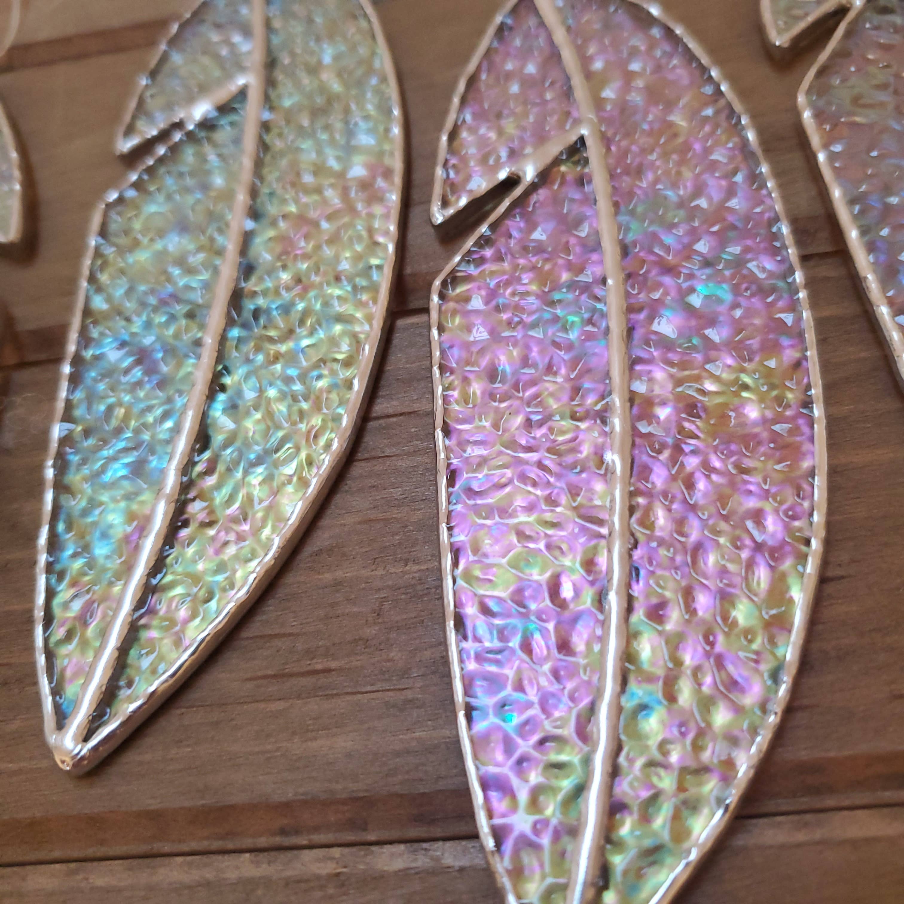 Wholesale 6" Stained Glass Iridescent Feathers x4 for your store Faire