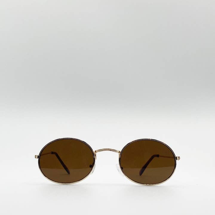 AFA COLLECTIVE – wholesale Sunglasses – Women's – Round Metal Frame Sunglasses in Brown1