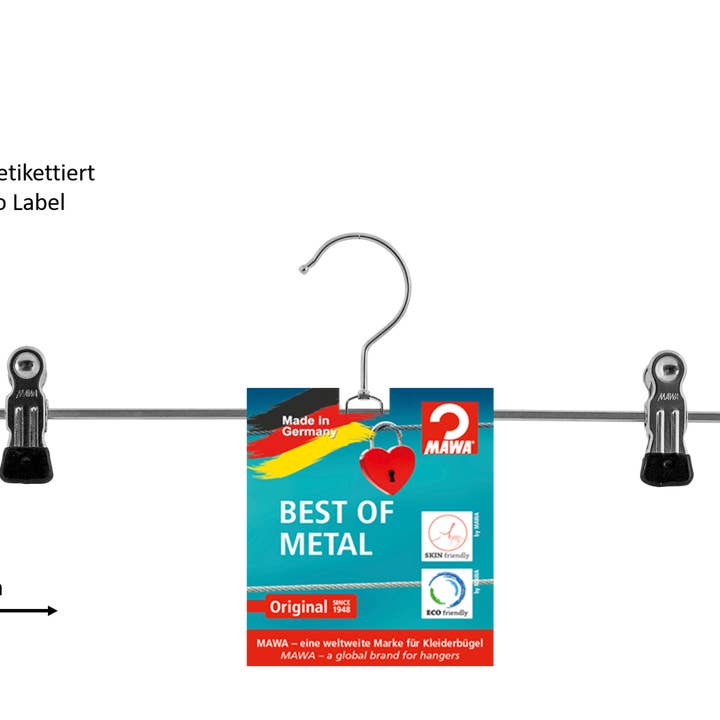 Kledinghanger Clip KD met etiket, zwart, 40 cm voor wholesale door MAWA