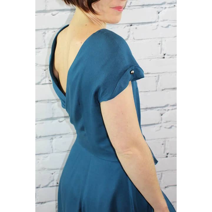 Eglantine et Zoé - Wholesale Fabric - Petrol Blue Viscose Crepe Fabric5