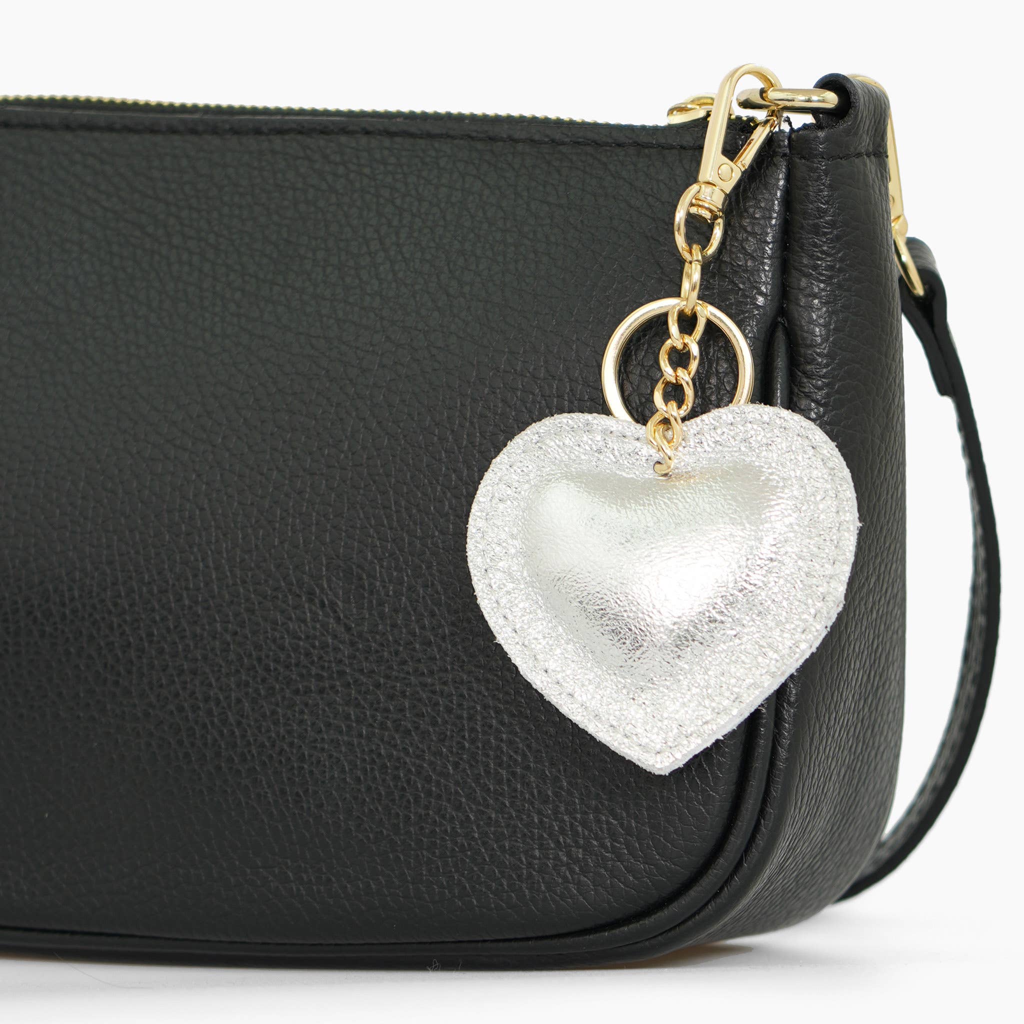 Sarta Pelle – wholesale Keychain – Women's – Valentina Italian Leather Heart Keyring - Silver, Metallic1