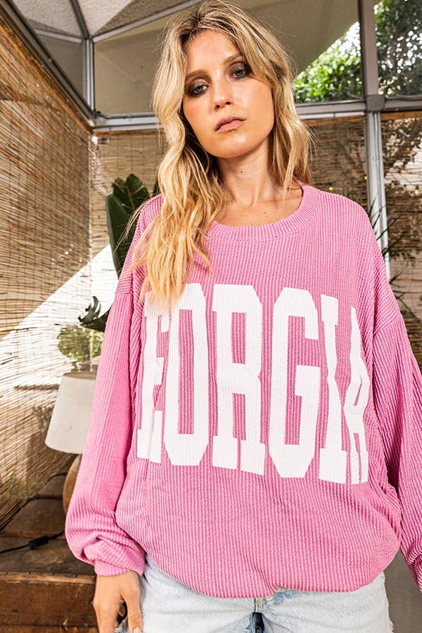 BUCKETLIST INC - Wholesale Graphic Sweatshirt - Women's - T1770C  Georgia Comfy Oversize Graphic Sweatshirt, Gameday33