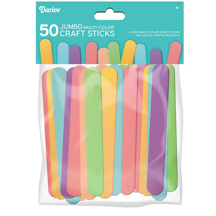 50 Jumbo Colored Wooden Craft Sticks for wholesale by The Toy Group