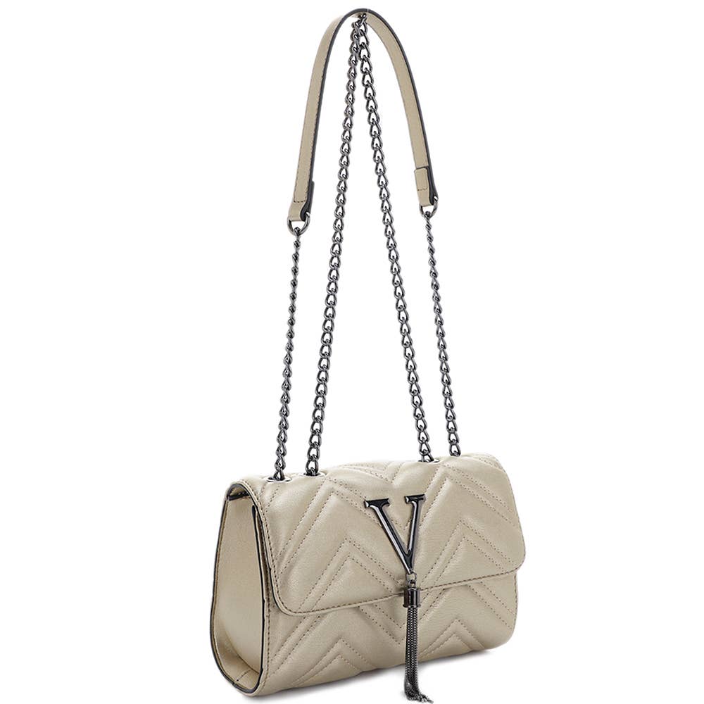 JOIA ACCESSORIES - Wholesale Crossbody Bag - Women's - FASHION V TASSEL DESIGN SHOULDER CROSSBODY BAG, DJ 60052 61